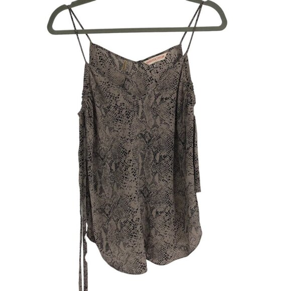 Rebecca  Taylor Runway Beige Python Animal Print Silk Spaghetti Tank Top size 2 - Picture 3 of 11
